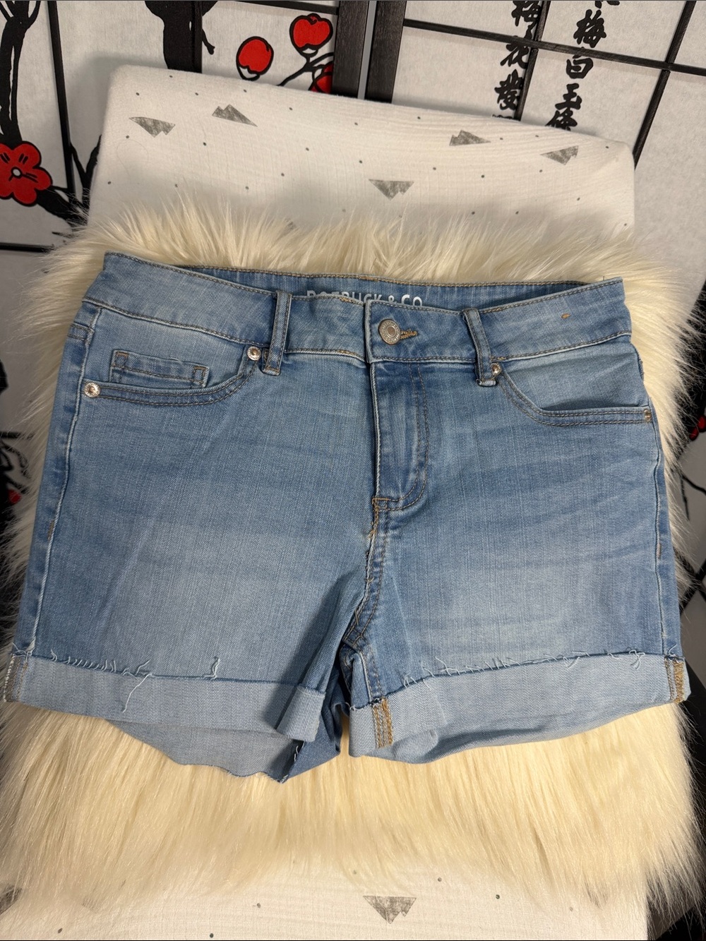 Light Wash Denim Jean Shorts for Women - Casual Mid-Rise